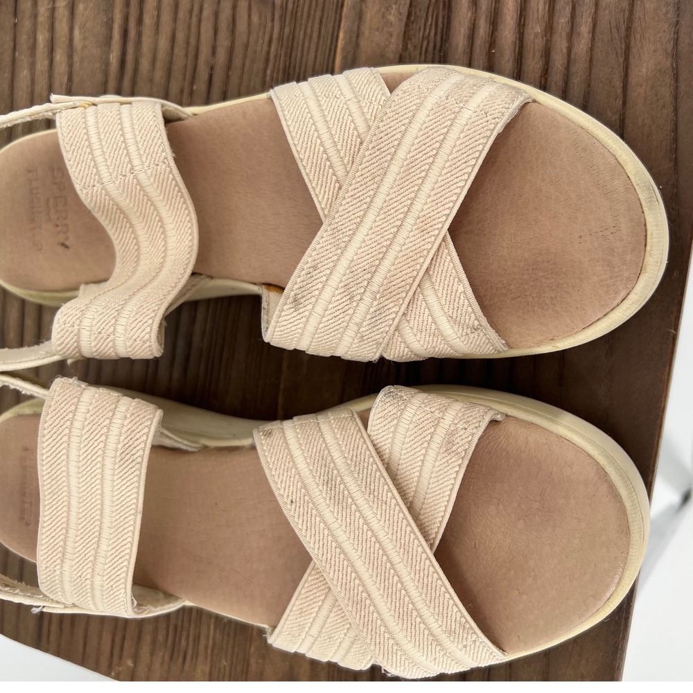 Sperry Plushstep Cream Platform Strappy Sandal 6.5M Coastal Grandma Boho - Picture 7 of 8
